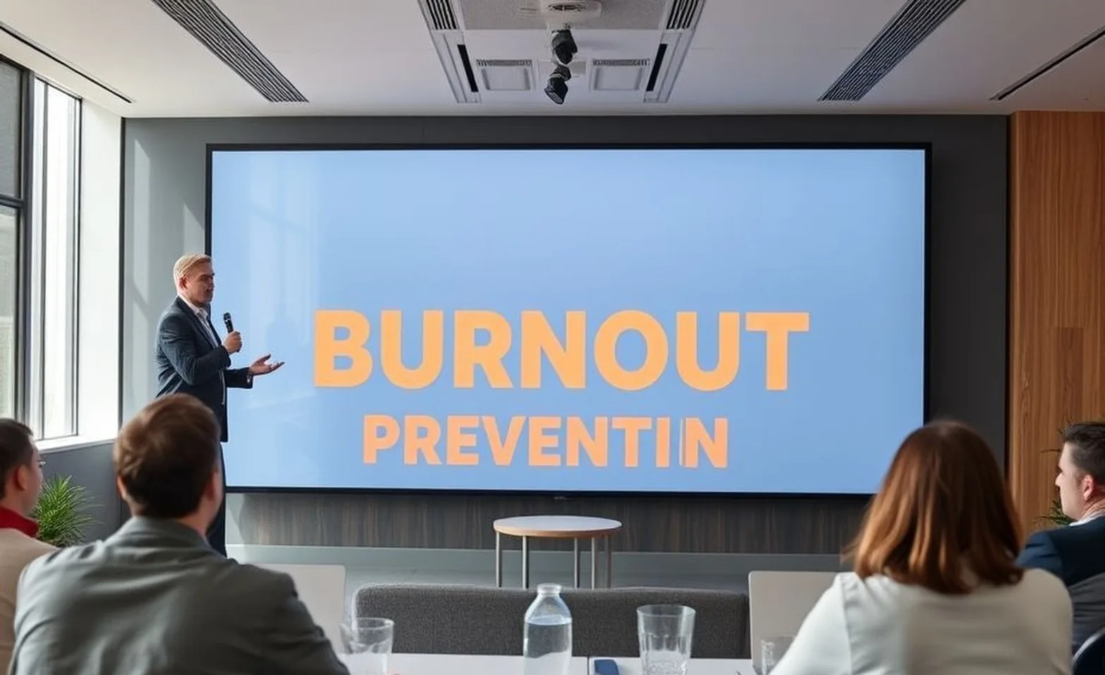 Business seminar focused on burnout prevention and recovery strategies
